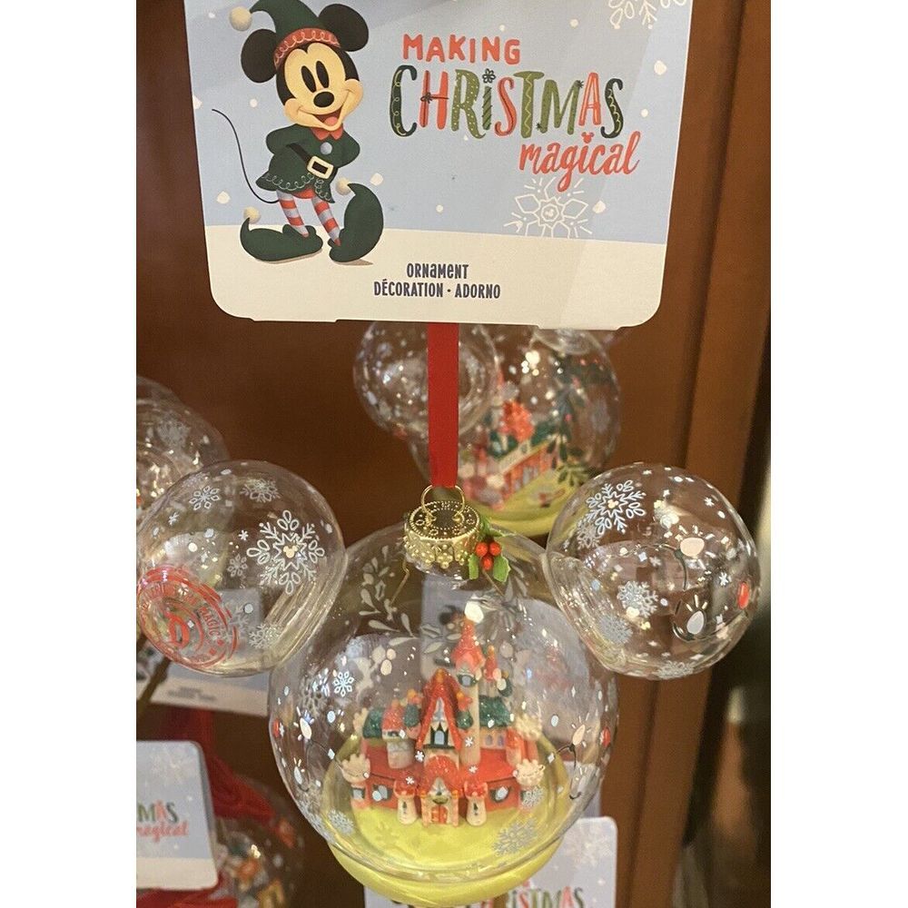 Disney Parks 2024 Holiday Ornament Mickey‎ Ears Glass Making Christmas Magical